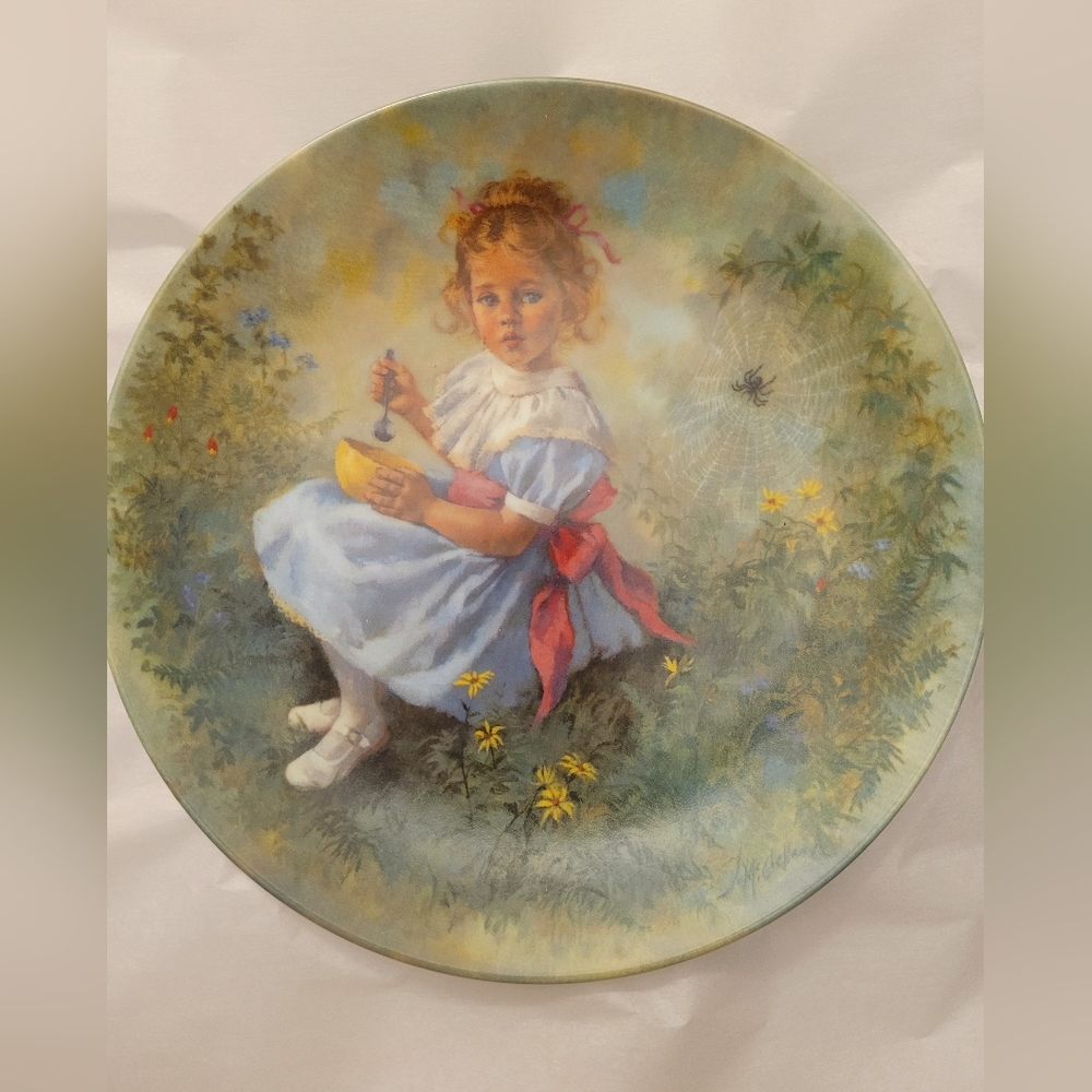 Little Miss Muffet Collectors Plate. Mother Goose Series By John McClelland.